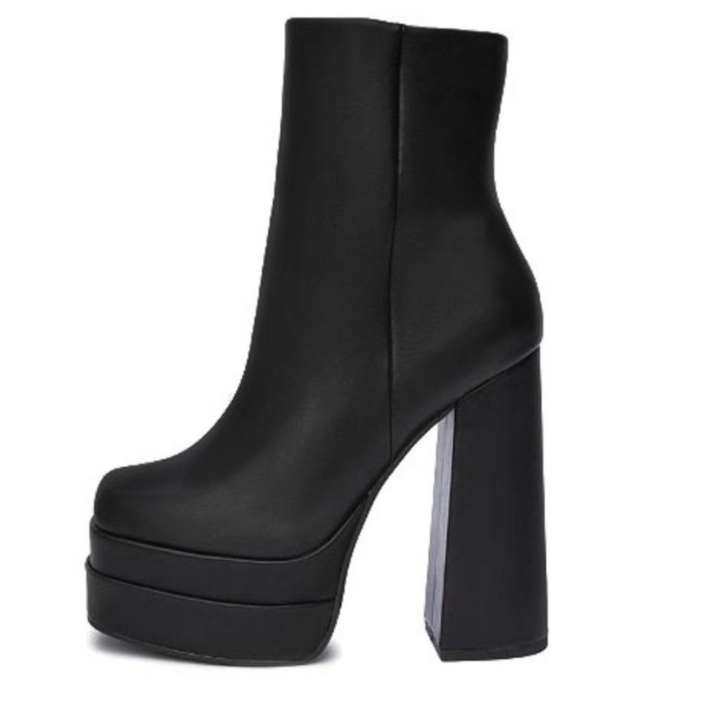 Black Platform Ankle Boots Size 8 NEW